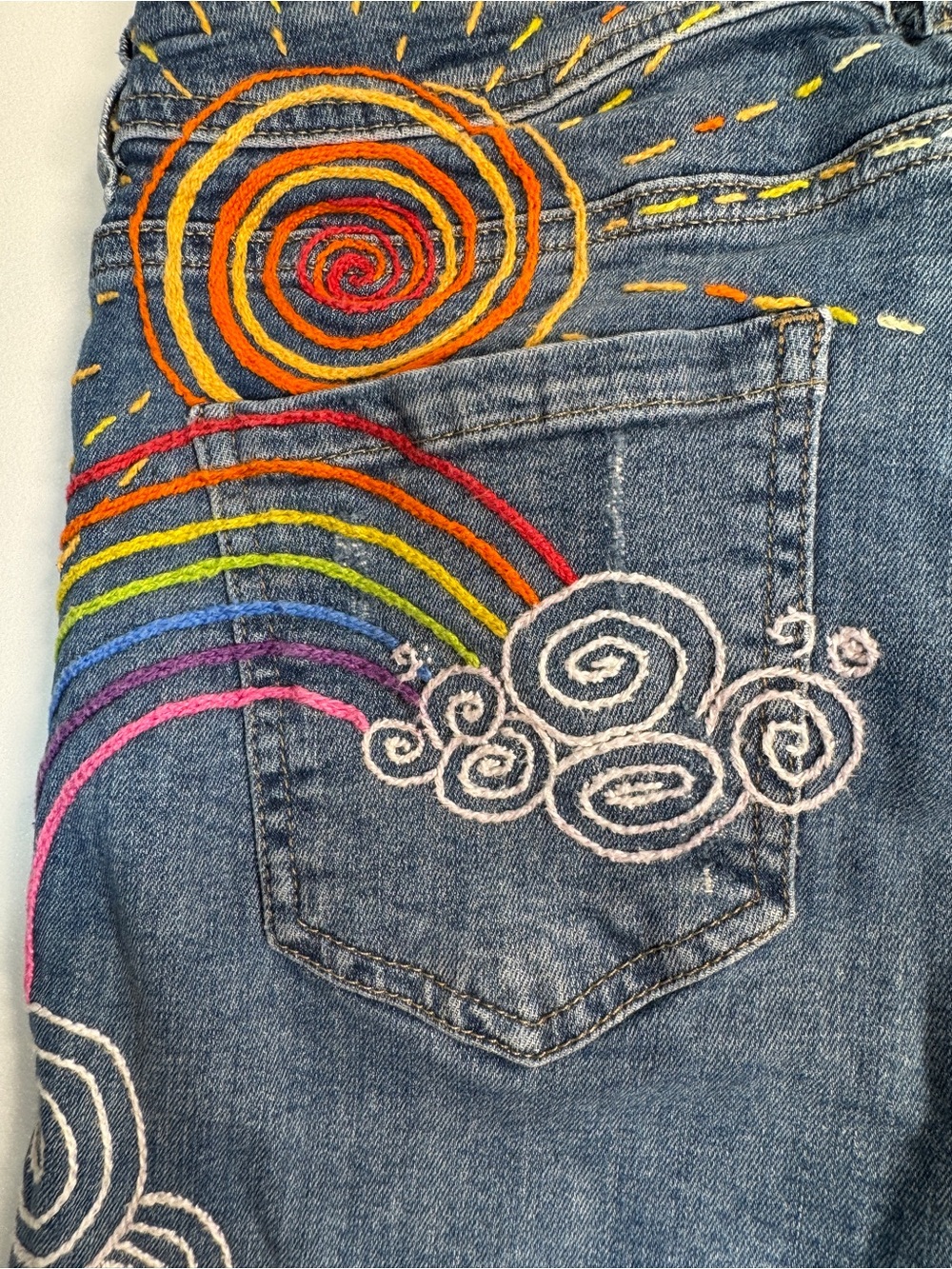 Buffalo David Bitton Embroidered Jeans Henya Women’s 31 Boyfriend Mushrooms